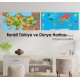 Renkli  Türkiye ve Dünya Haritası SET